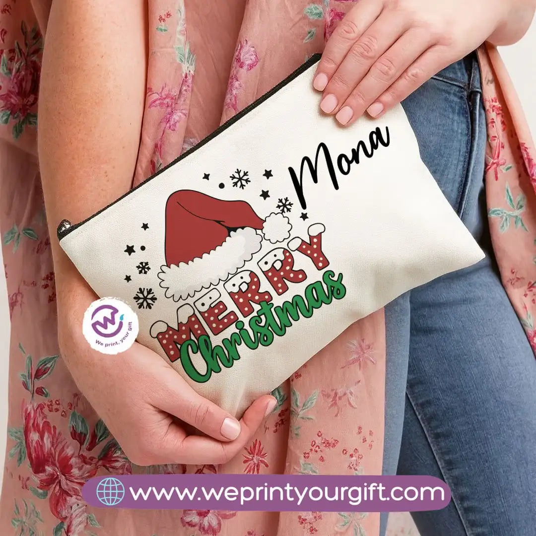 Christmas Makeup Bag & Pencil Case – Premium Cotton Pouch (23×17 cm) - WE PRINT