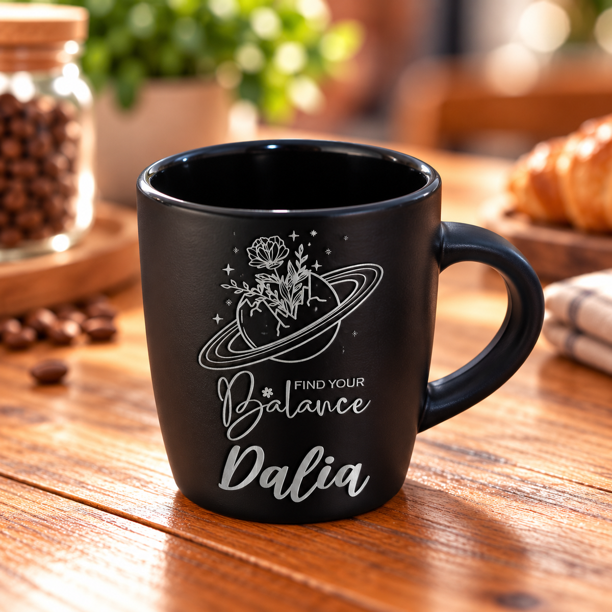 Motivational Engraved Matte Black Espresso Cup