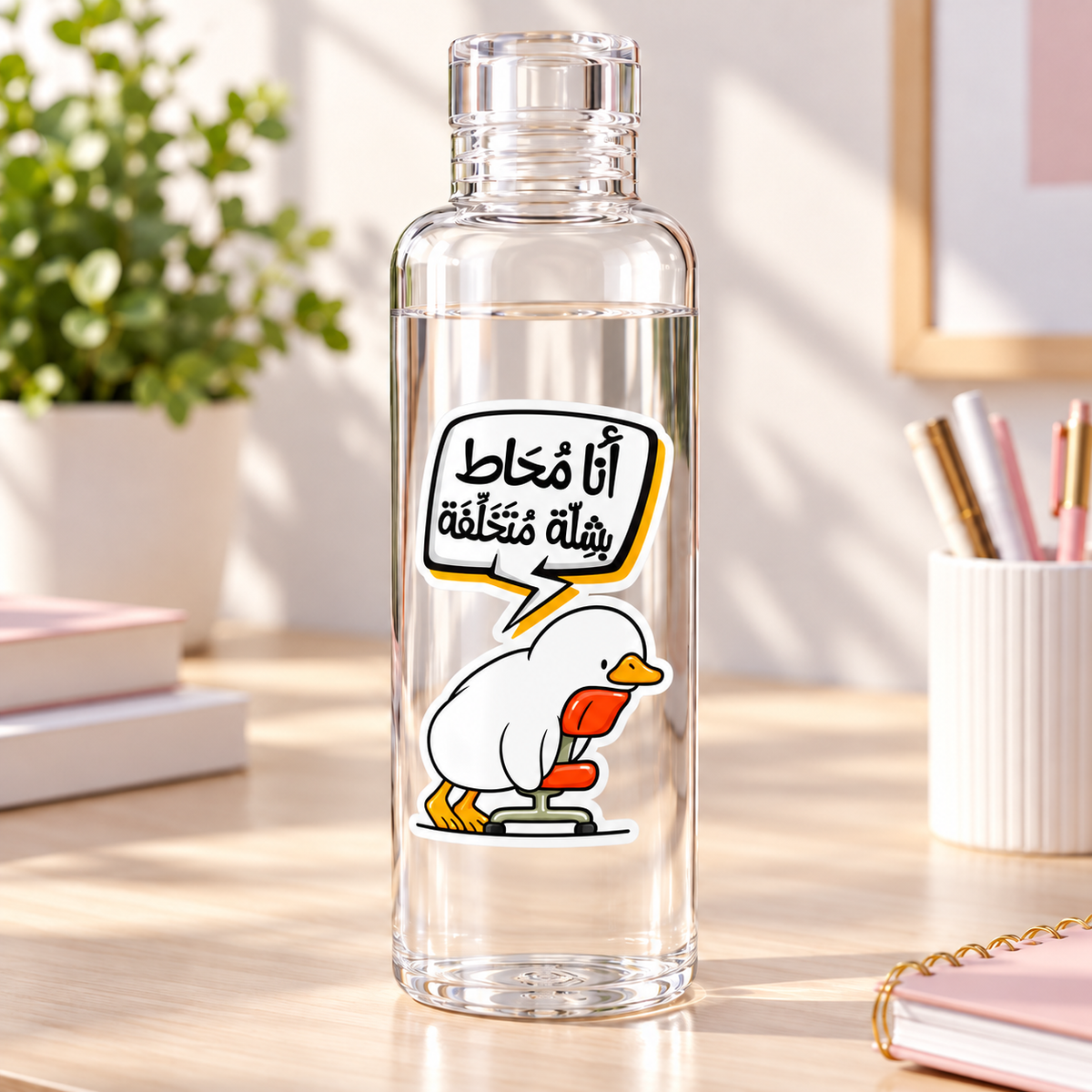 زجاجات مياه أكريليك شفافة بتصميم بطة مضحكة