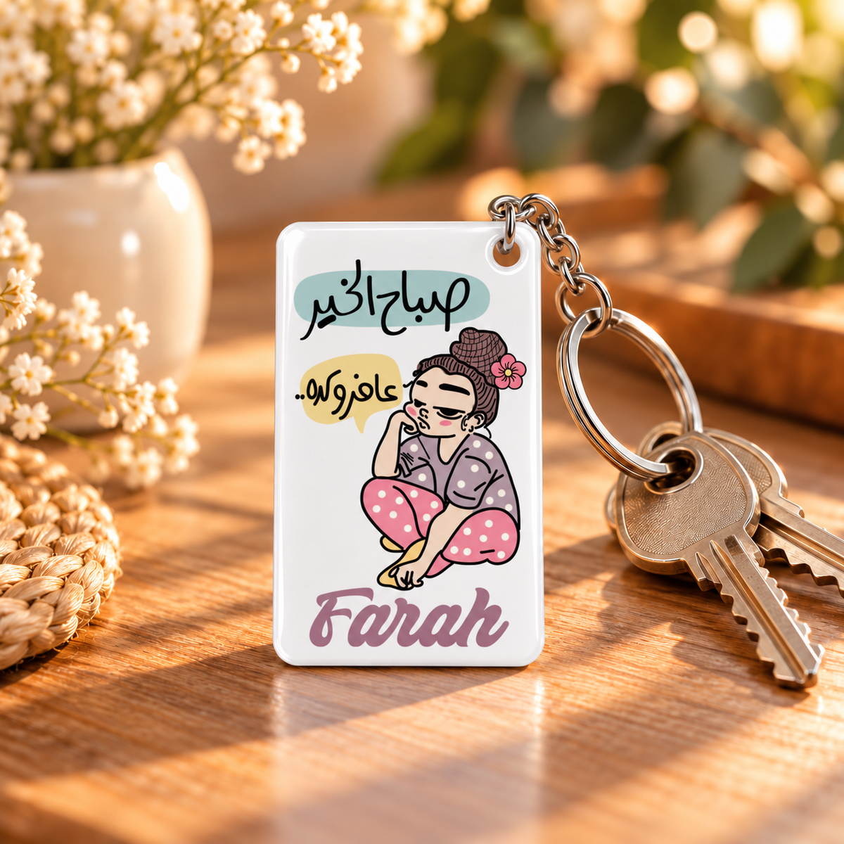 Funny Cartoon Comics Clear Acrylic Keychain | Single-Sided Print (Round / Rectangle)