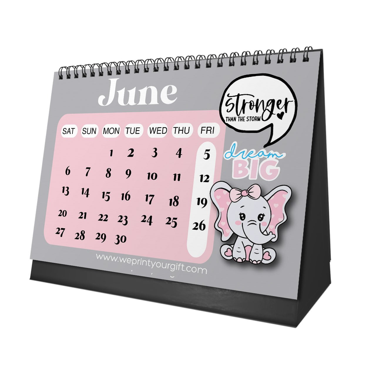 Cute Elephant Desk Calendar 2026