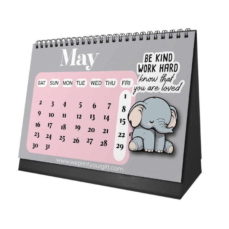 Cute Elephant Desk Calendar 2026 - WE PRINT
