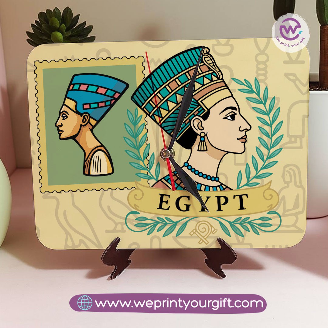 Pharaonic Wooden Table Clock – Egyptian Heritage Edition