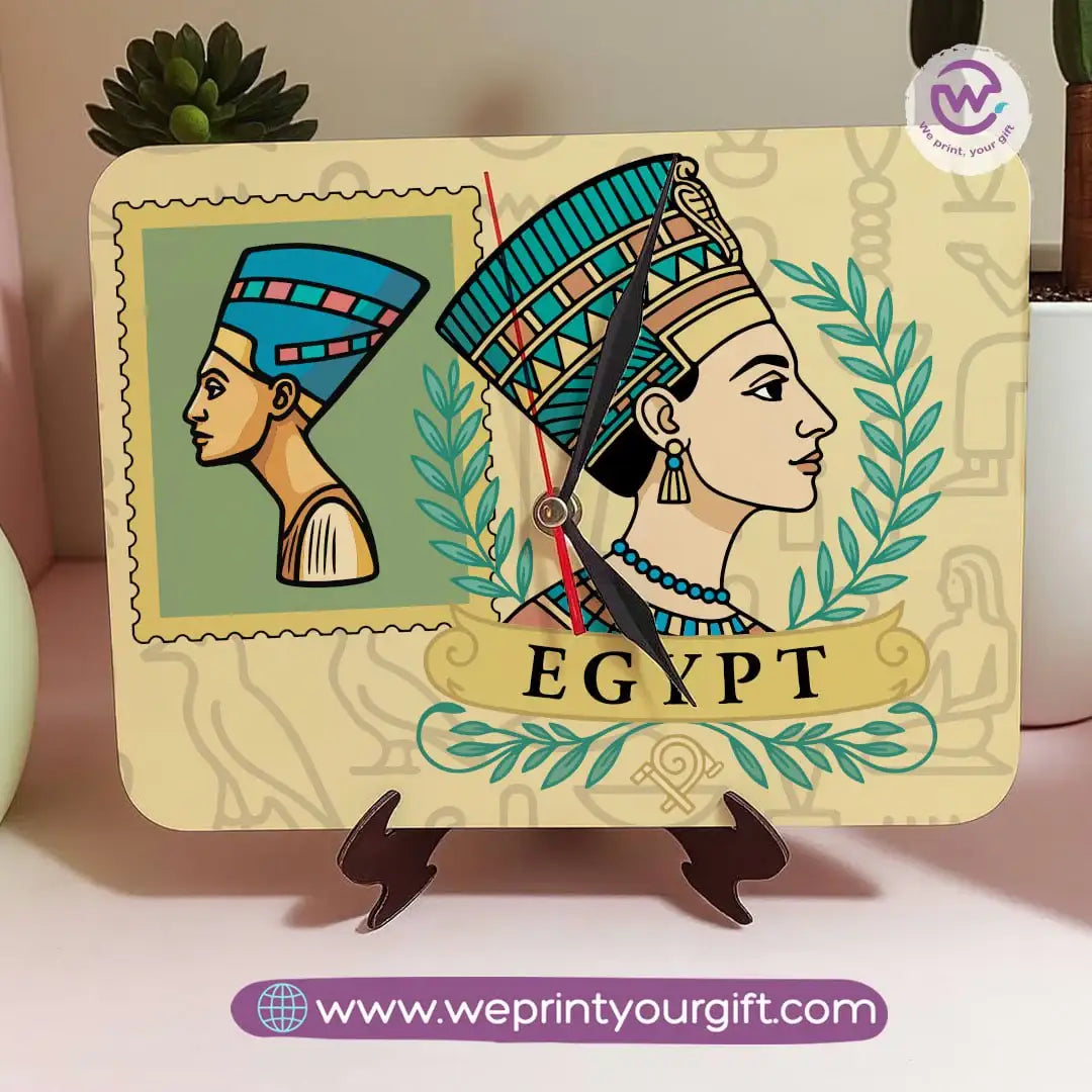 Pharaonic Wooden Table Clock – Egyptian Heritage Edition - WE PRINT