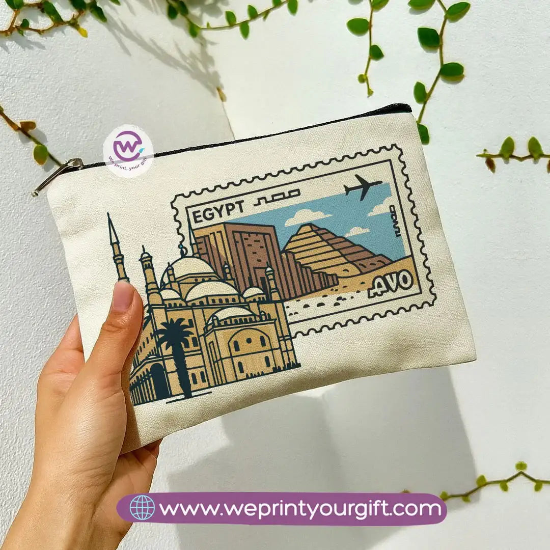 Pharaonic Egyptian Makeup Bag & Pencil Case – Artistic Cotton Pouch Inspired by Ancient Egypt - WE PRINT