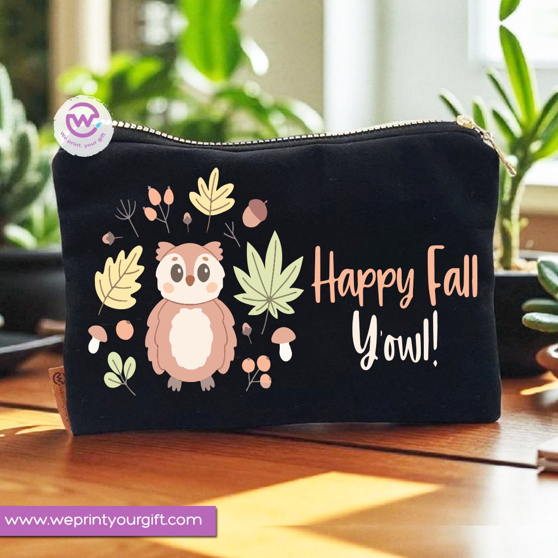 Autumn Theme Makeup Bag & Pencil Case – Cozy Cotton Pouch with Fall Designs