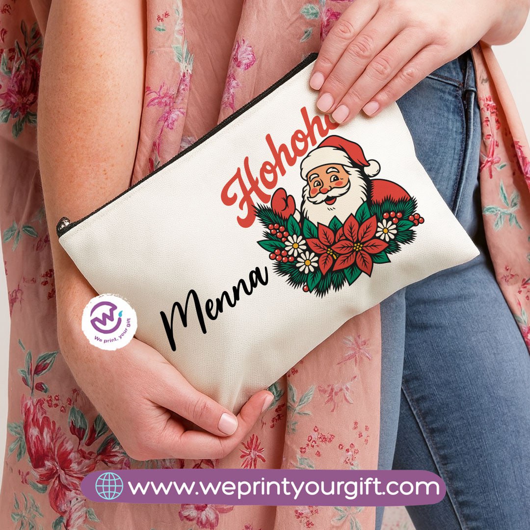 Christmas Makeup Bag & Pencil Case – Premium Cotton Pouch (23×17 cm)