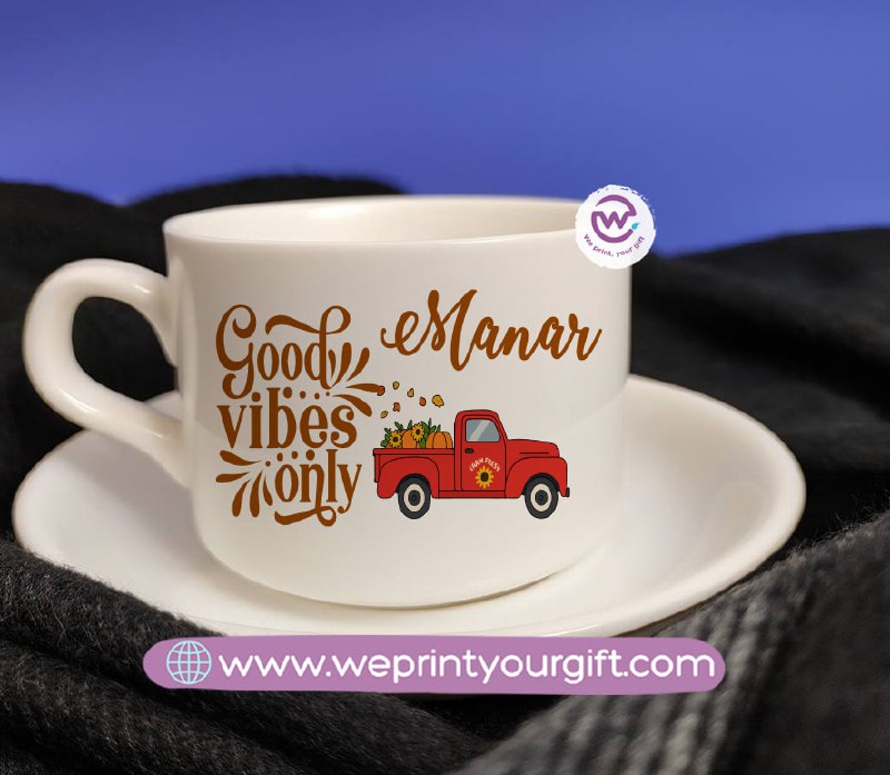 Personalized Coffee Cup with Saucer – One Art Design Collection