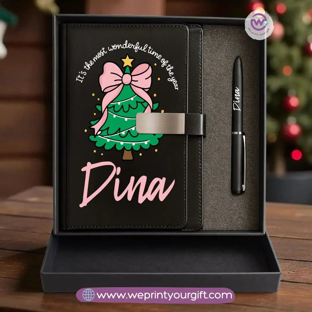 Christmas Leather Gift Box โ Personalized Notebook & Engraved Pen - WE PRINT