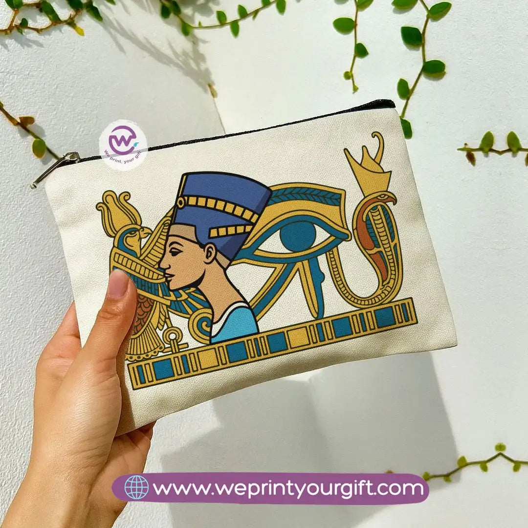 Pharaonic Egyptian Makeup Bag & Pencil Case – Artistic Cotton Pouch Inspired by Ancient Egypt - WE PRINT