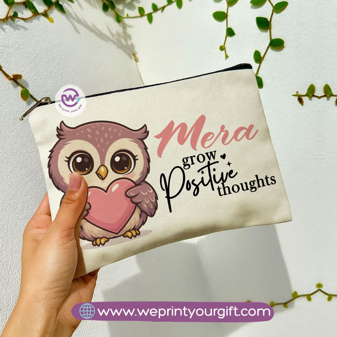 Cute Owl Makeup Bag & Pencil Case – Premium Cotton Pouch with Adorable Designs - WE PRINT