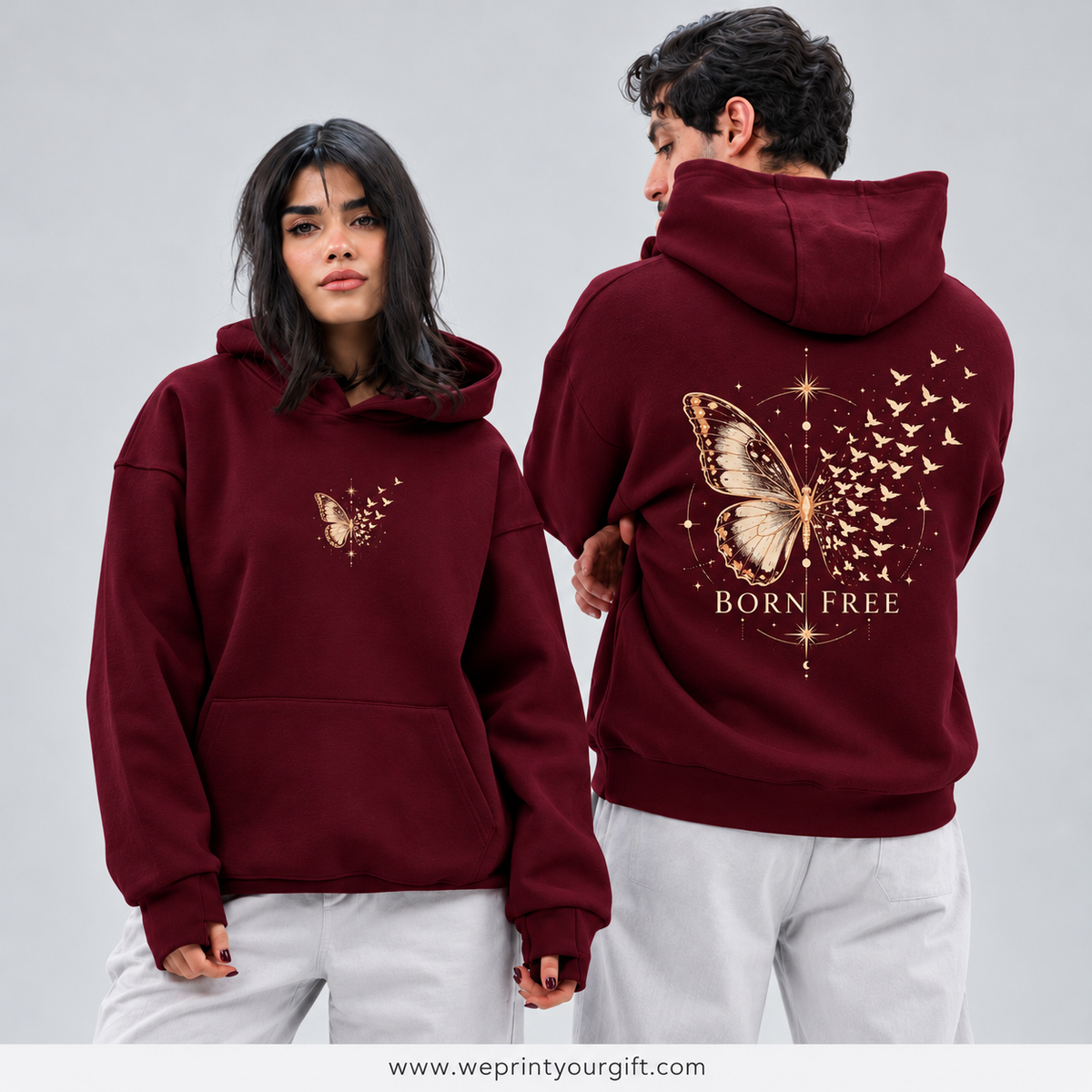 Unisex "Born Free" Hoodie - Premium Melton Cotton