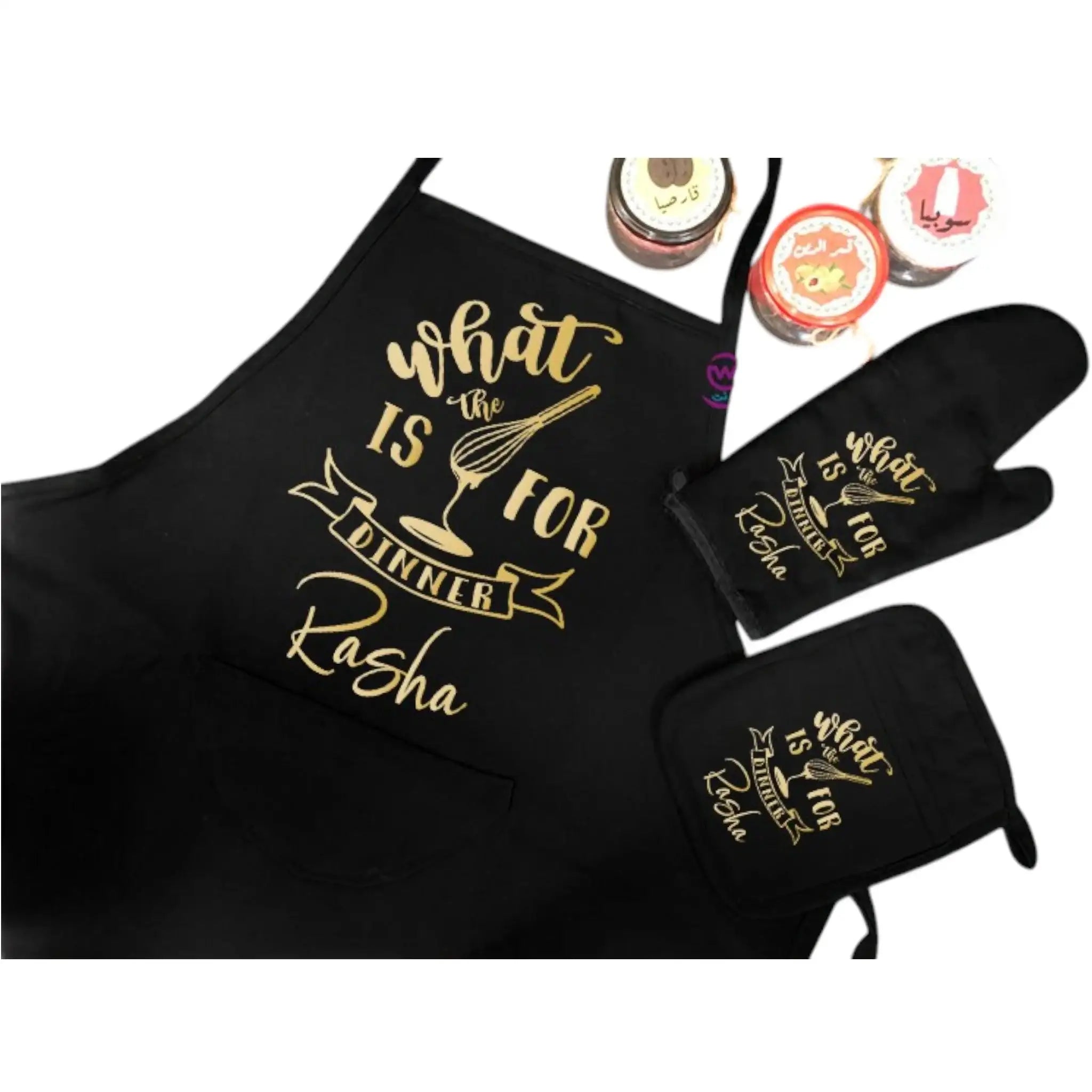 Personalized Kitchen Apron Set -3 Pieces -A - WE PRINT