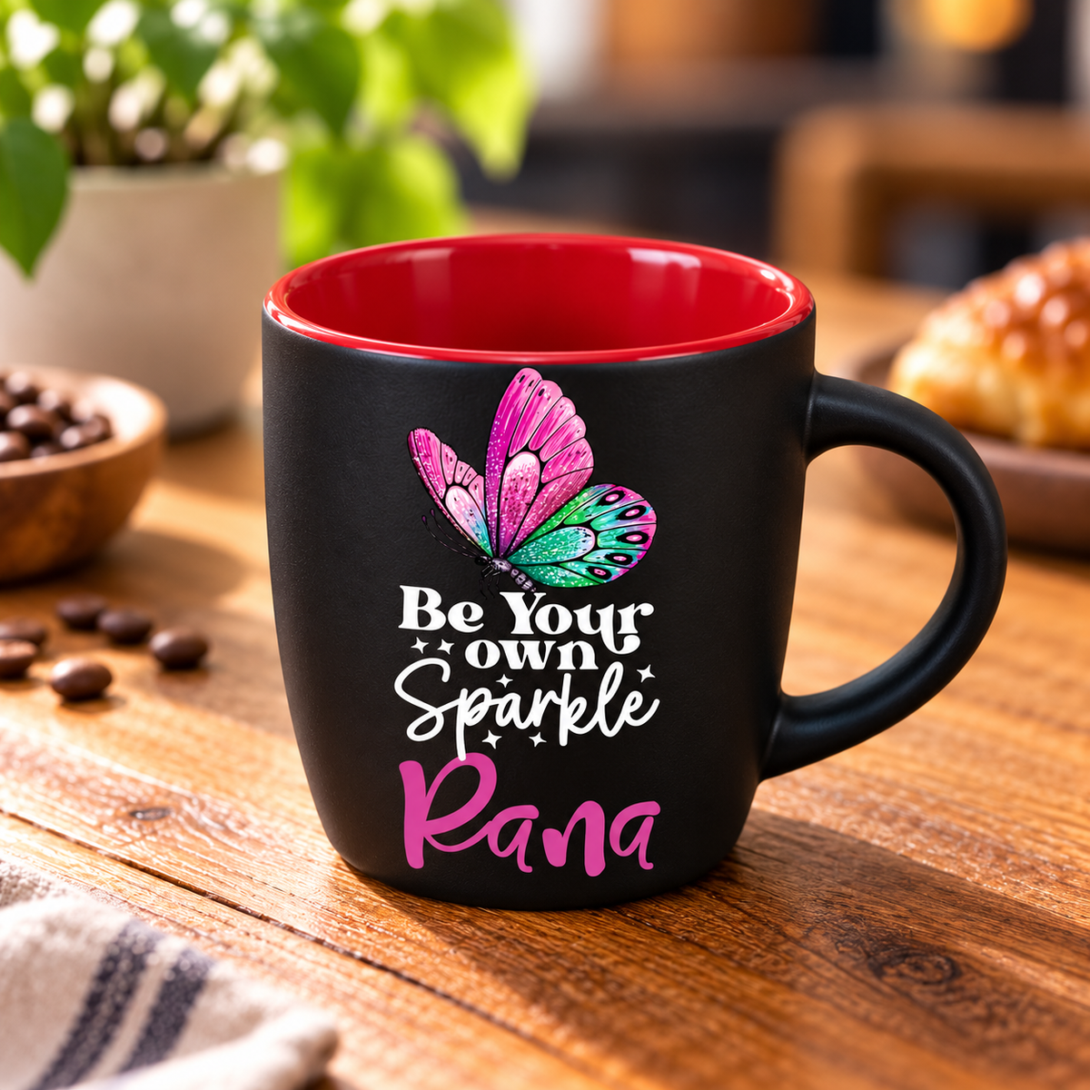 Elegant Butterfly Matte Black Espresso Cup – Raised UV Print