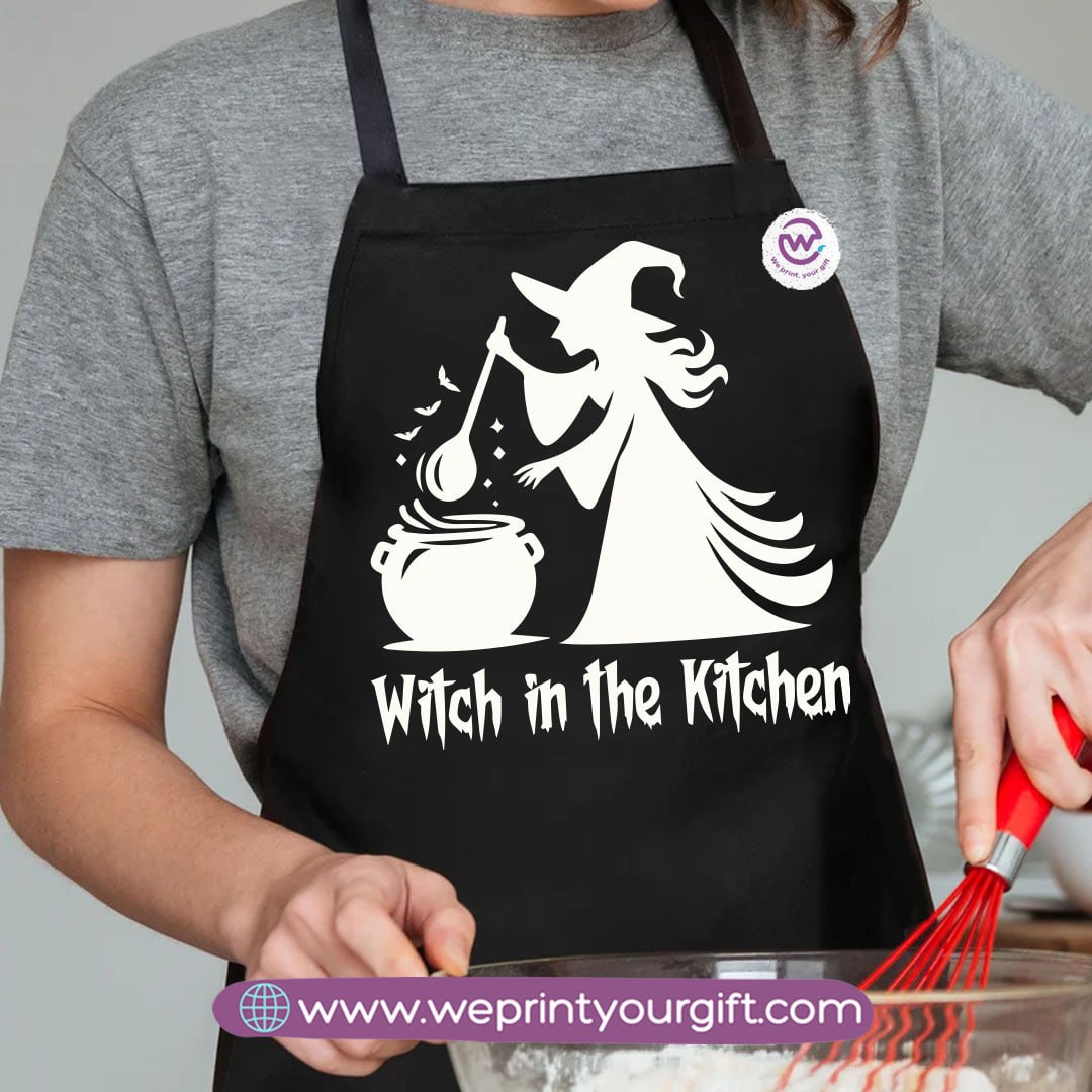 Halloween Cooking Apron – Spooky Heavy Cotton Apron with Pocket & Adjustable Tie