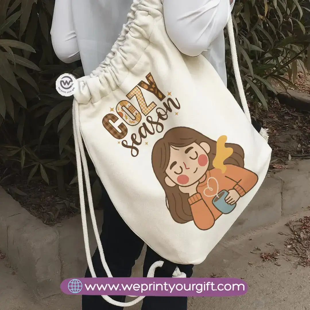 Winter & Retro Drawstring Backpack – Vintage-Inspired Cozy Designs - WE PRINT