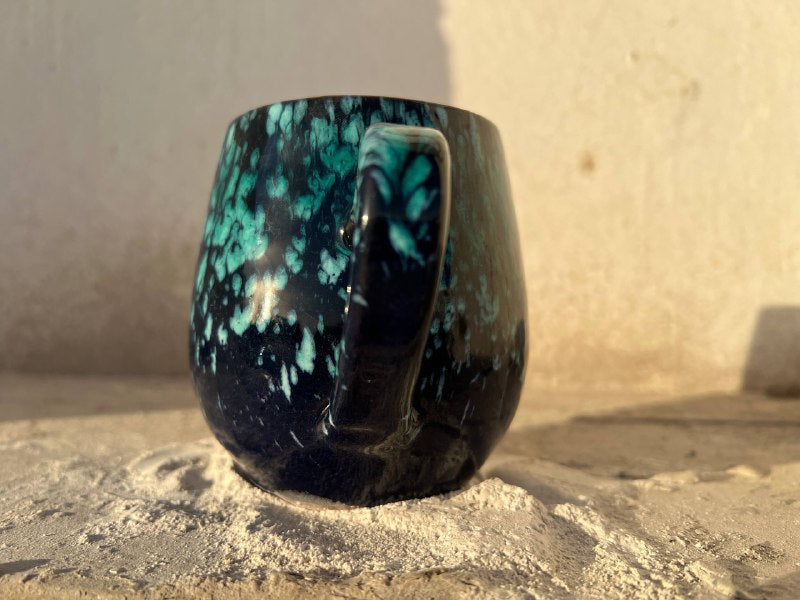 Black & Green Galaxy Pottery Mug – 400 ml - Customization Options