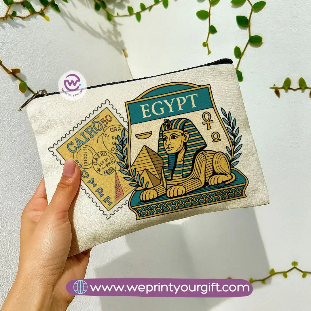 Pharaonic Egyptian Makeup Bag & Pencil Case – Artistic Cotton Pouch Inspired by Ancient Egypt - WE PRINT