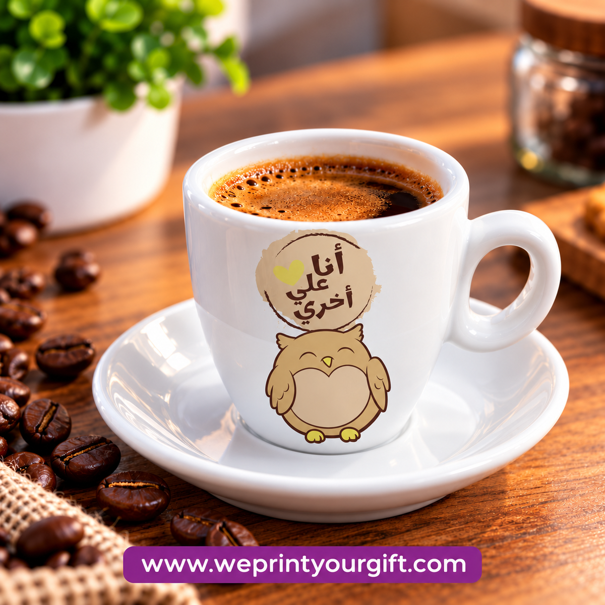 Cute Owl Ceramic Espresso Cups with Saucers – Adorable & Funny Owl Designs