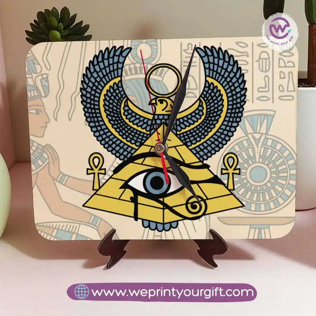 Pharaonic Wooden Table Clock – Egyptian Heritage Edition - WE PRINT