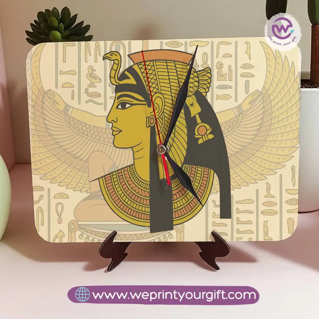 Pharaonic Wooden Table Clock – Egyptian Heritage Edition - WE PRINT