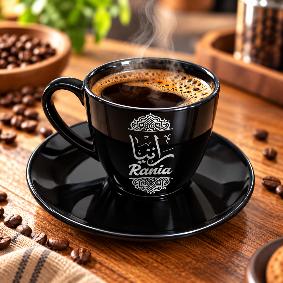 Personalized Name Black Porcelain Coffee Cup