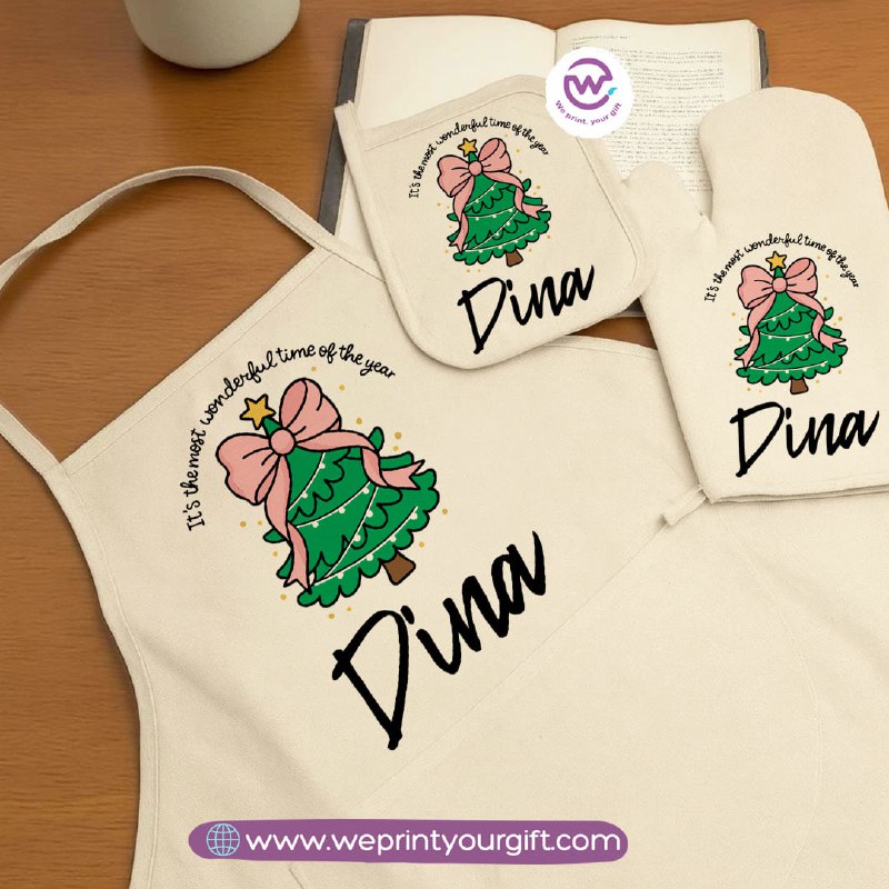 Christmas Kitchen Set – Apron, Oven Glove & Handle Holder-3 Pieces