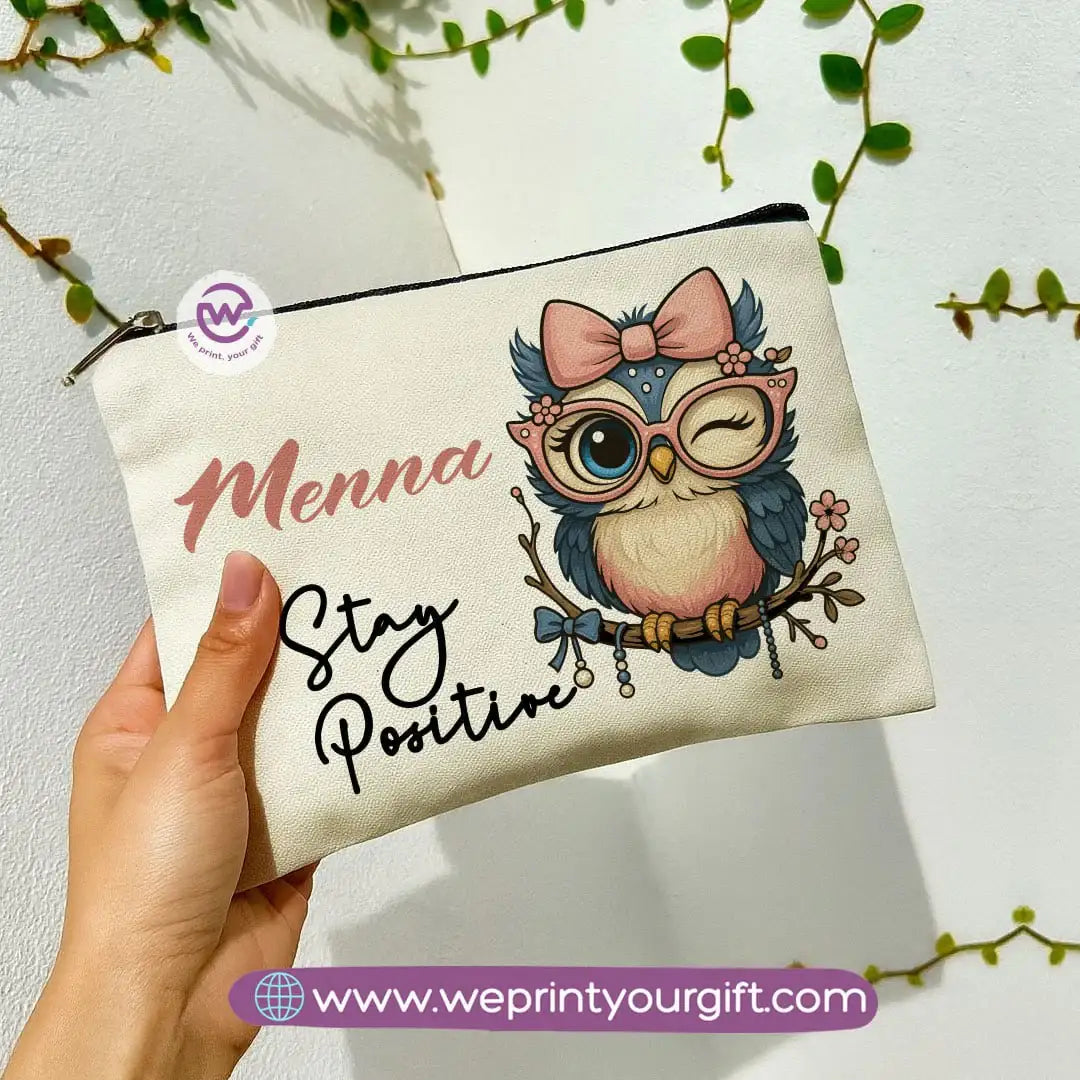 Cute Owl Makeup Bag & Pencil Case – Premium Cotton Pouch with Adorable Designs - WE PRINT