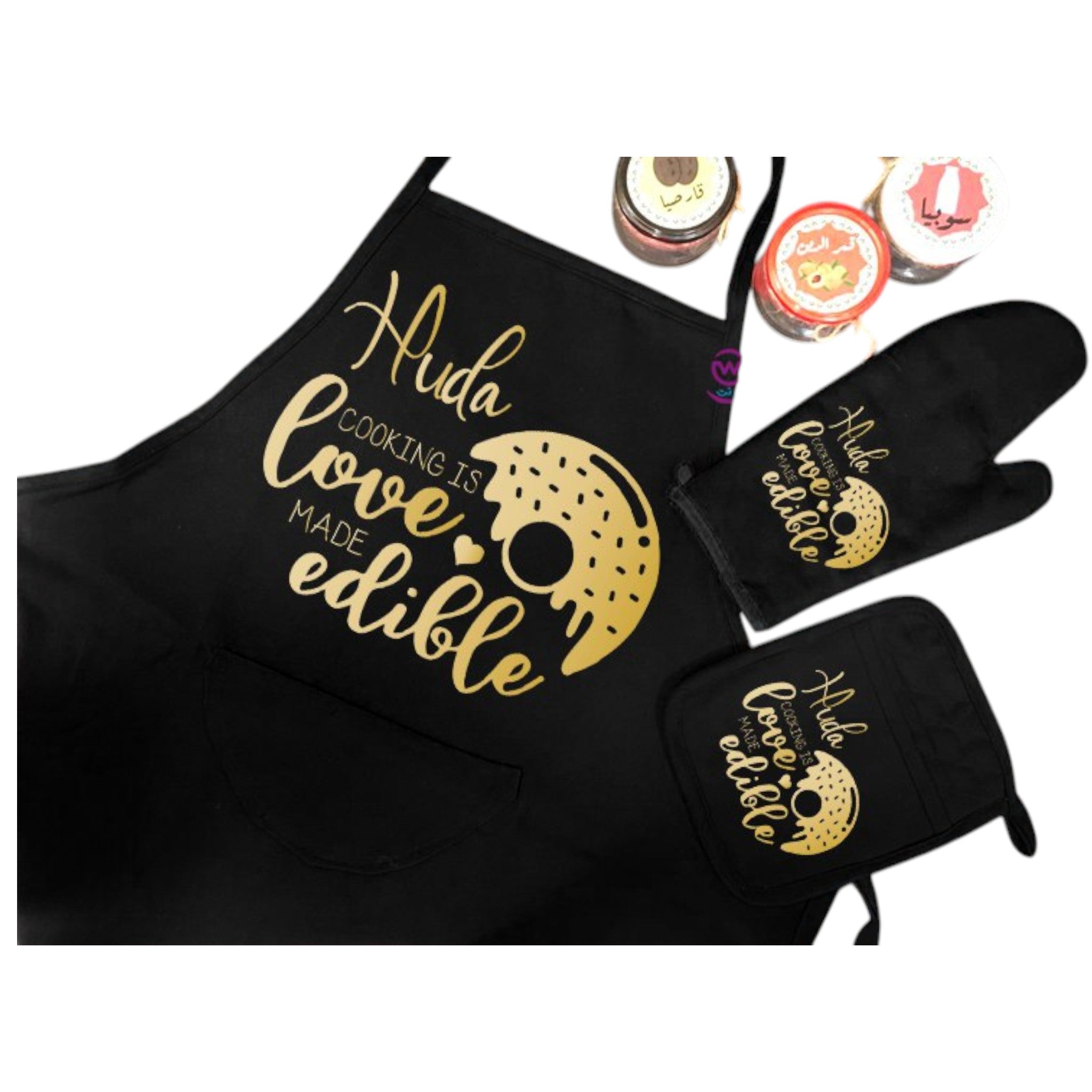 Personalized Kitchen Apron Set -3 Pieces -A