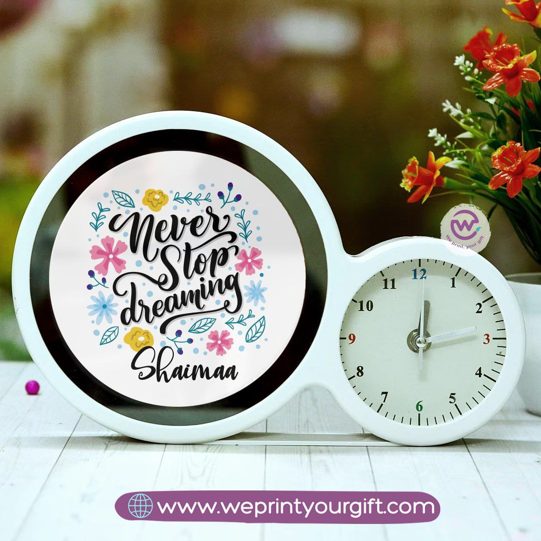 Round Magic Mirror with Clock – Personalized Motivational Design