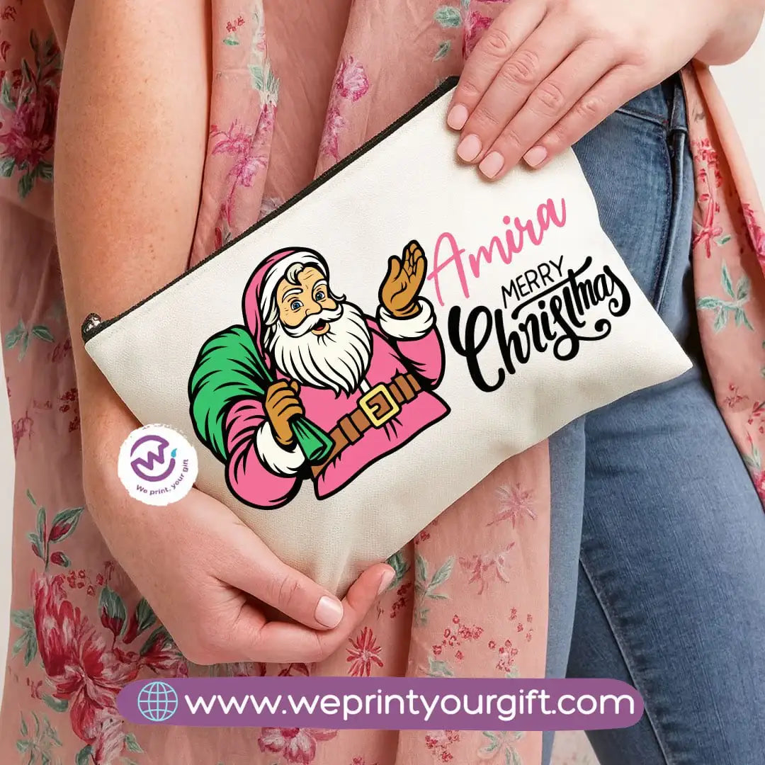 Christmas Makeup Bag & Pencil Case – Premium Cotton Pouch (23×17 cm) - WE PRINT