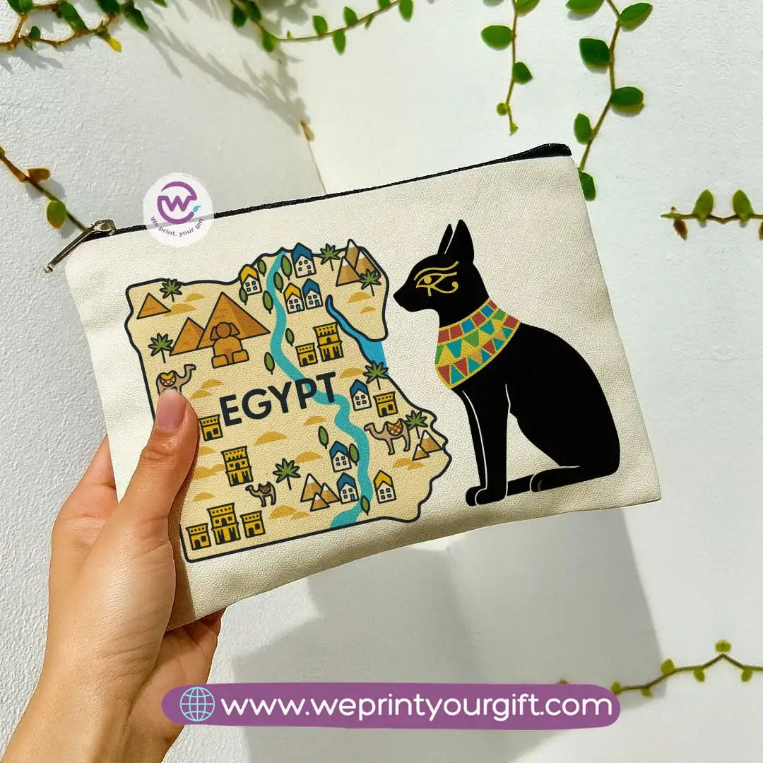 Pharaonic Egyptian Makeup Bag & Pencil Case – Artistic Cotton Pouch Inspired by Ancient Egypt - WE PRINT
