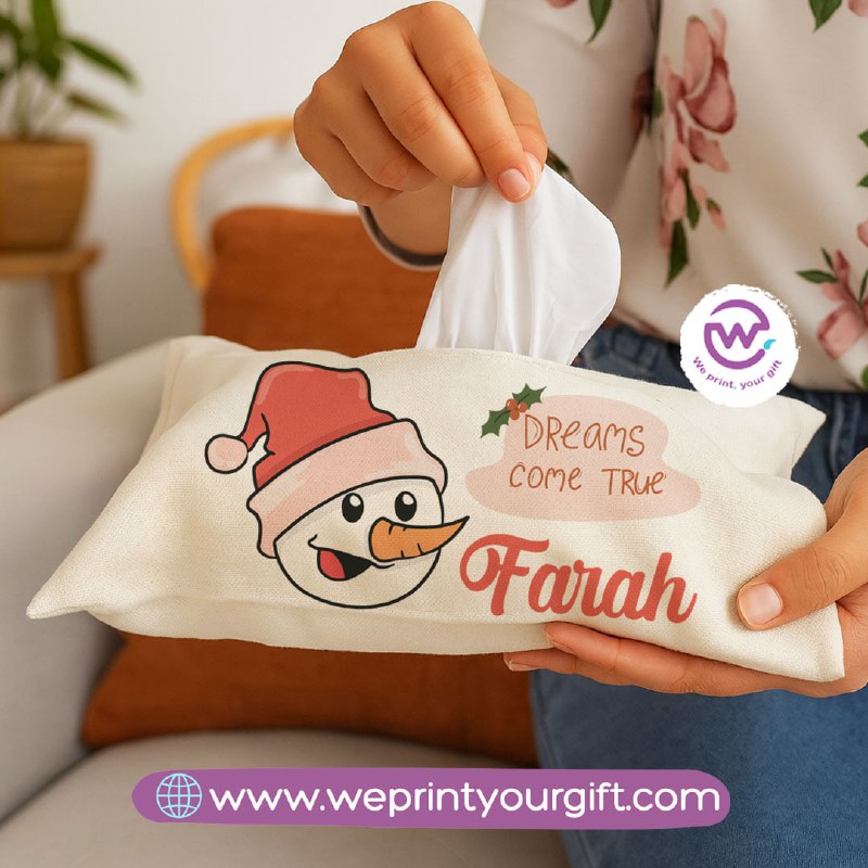 Personalized Fabric Tissue Holder – Christmas Designs