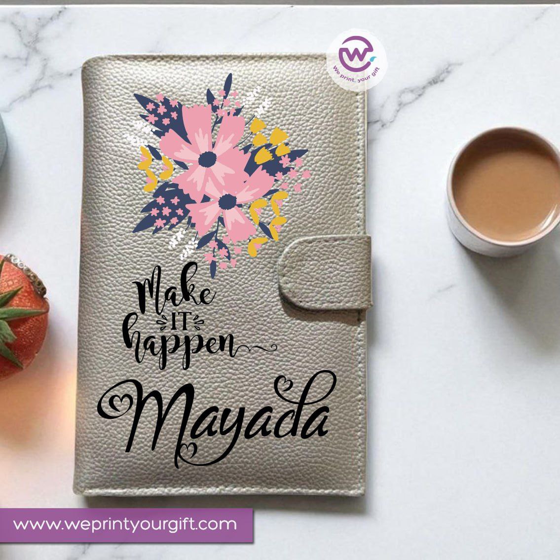 Leather Wallet for Women-Silver-Floral