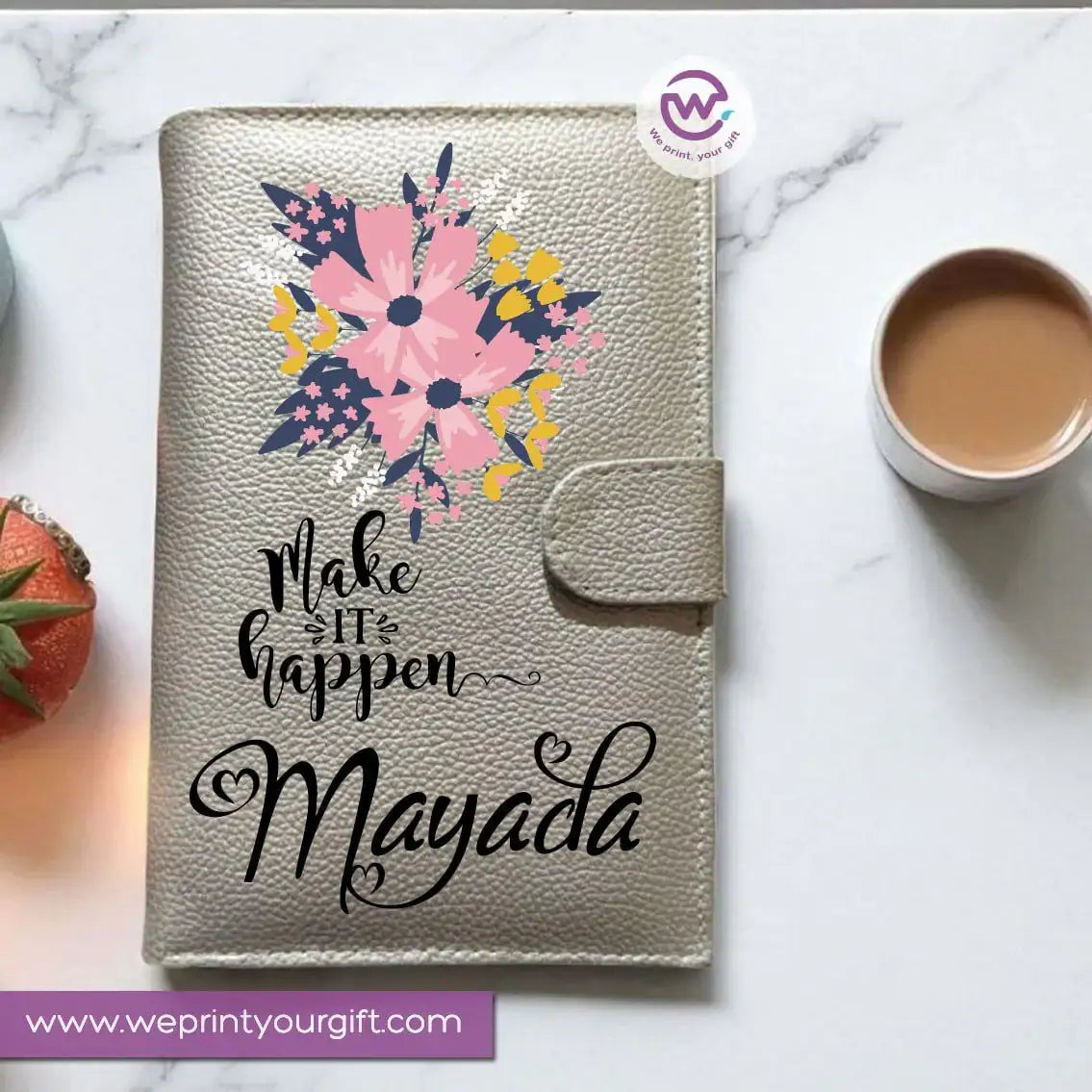 Leather Wallet for Women-Silver-Floral - WE PRINT