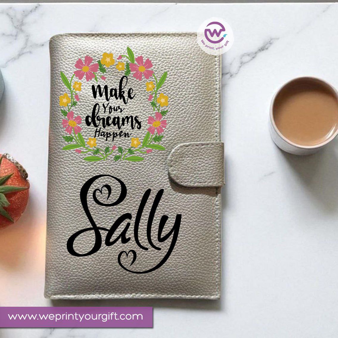 Leather Wallet for Women-Silver-Floral