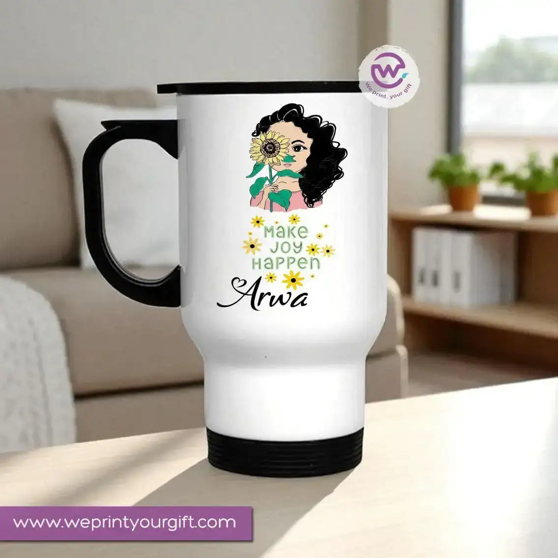 Travel mug- Floral- Names - WE PRINT