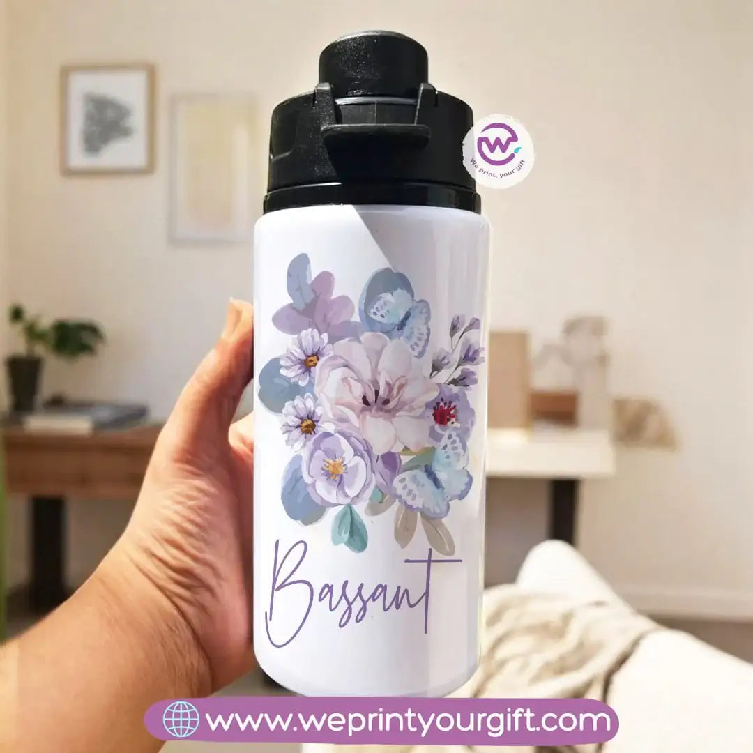 Water bottle with name- Floral - WE PRINT