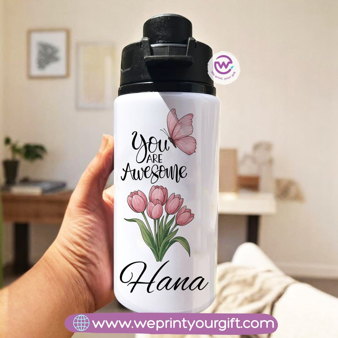 Water flask with name- Motivation