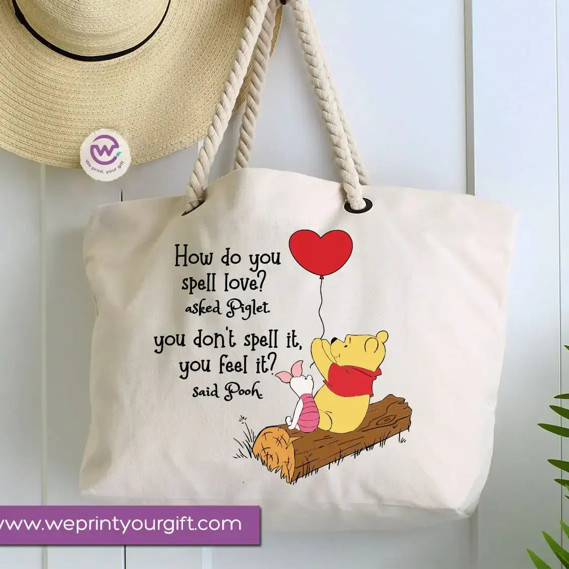 Custom Hand bag- Beach bag-Pooh - WE PRINT