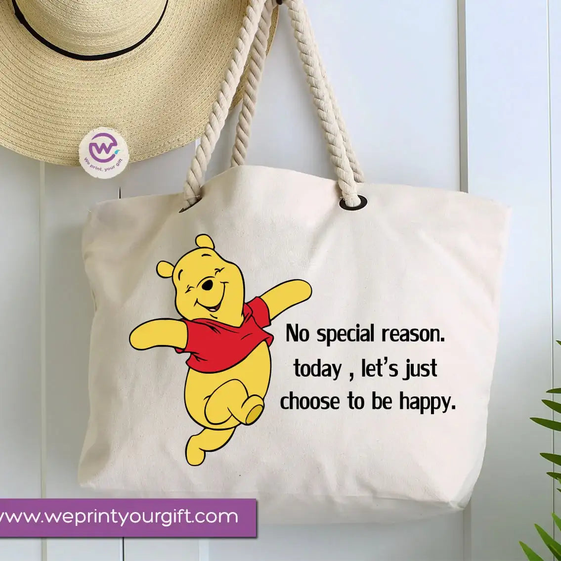 Custom Hand bag- Beach bag-Pooh - WE PRINT