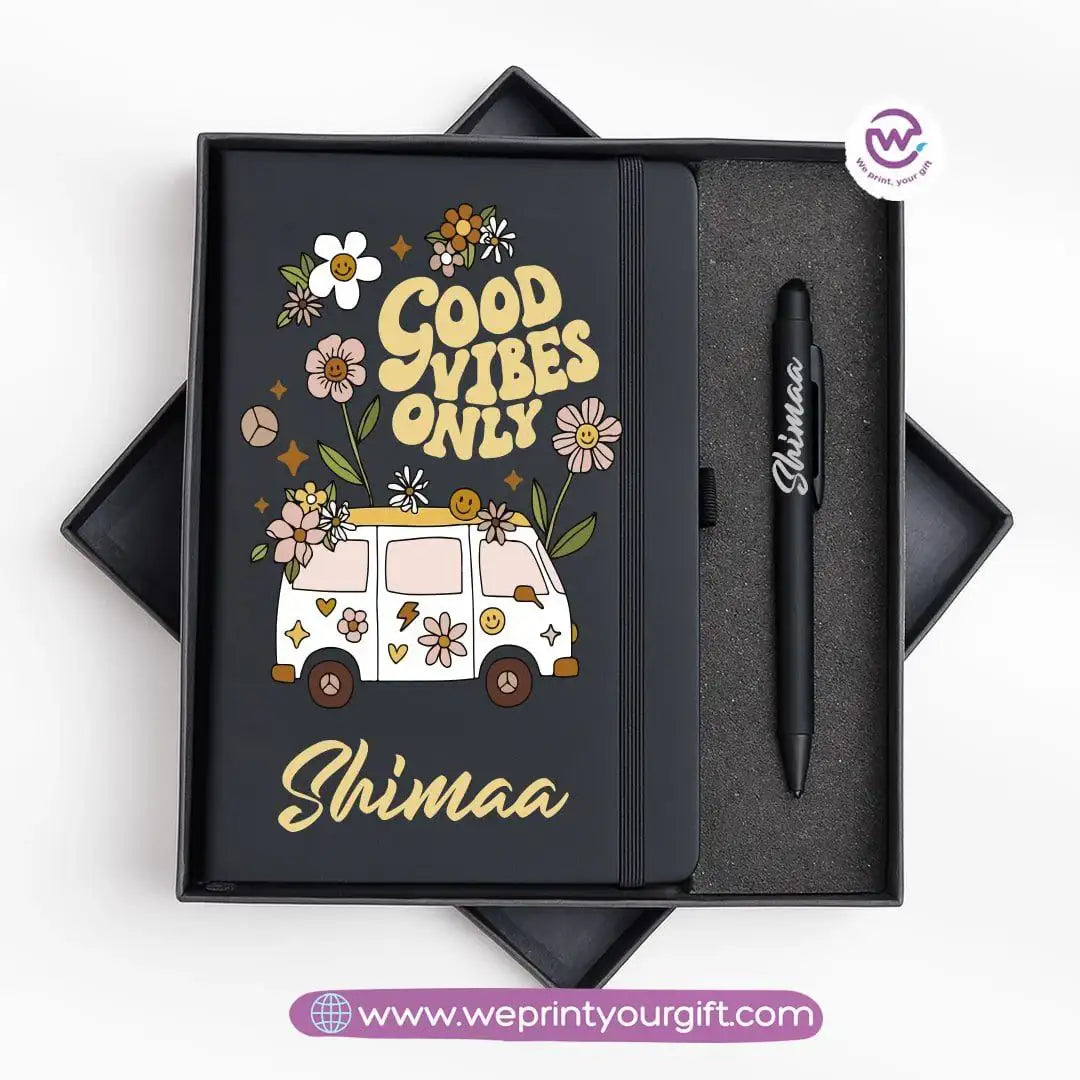 Retro Motivational Personalized Notebook & Metal Pen Gift Box - WE PRINT