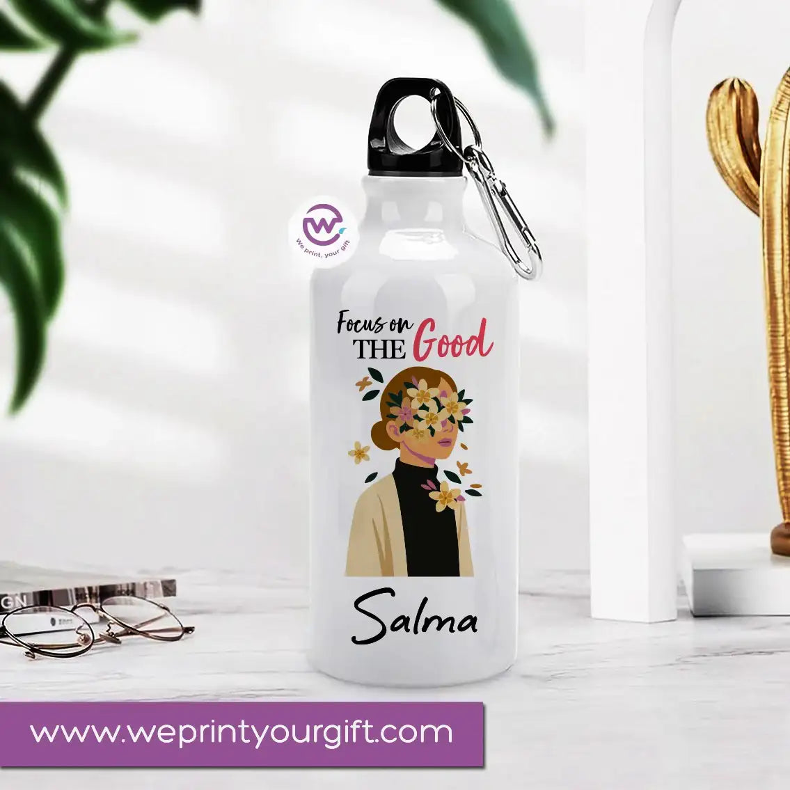 Custom water bottle- Floral-Names - WE PRINT
