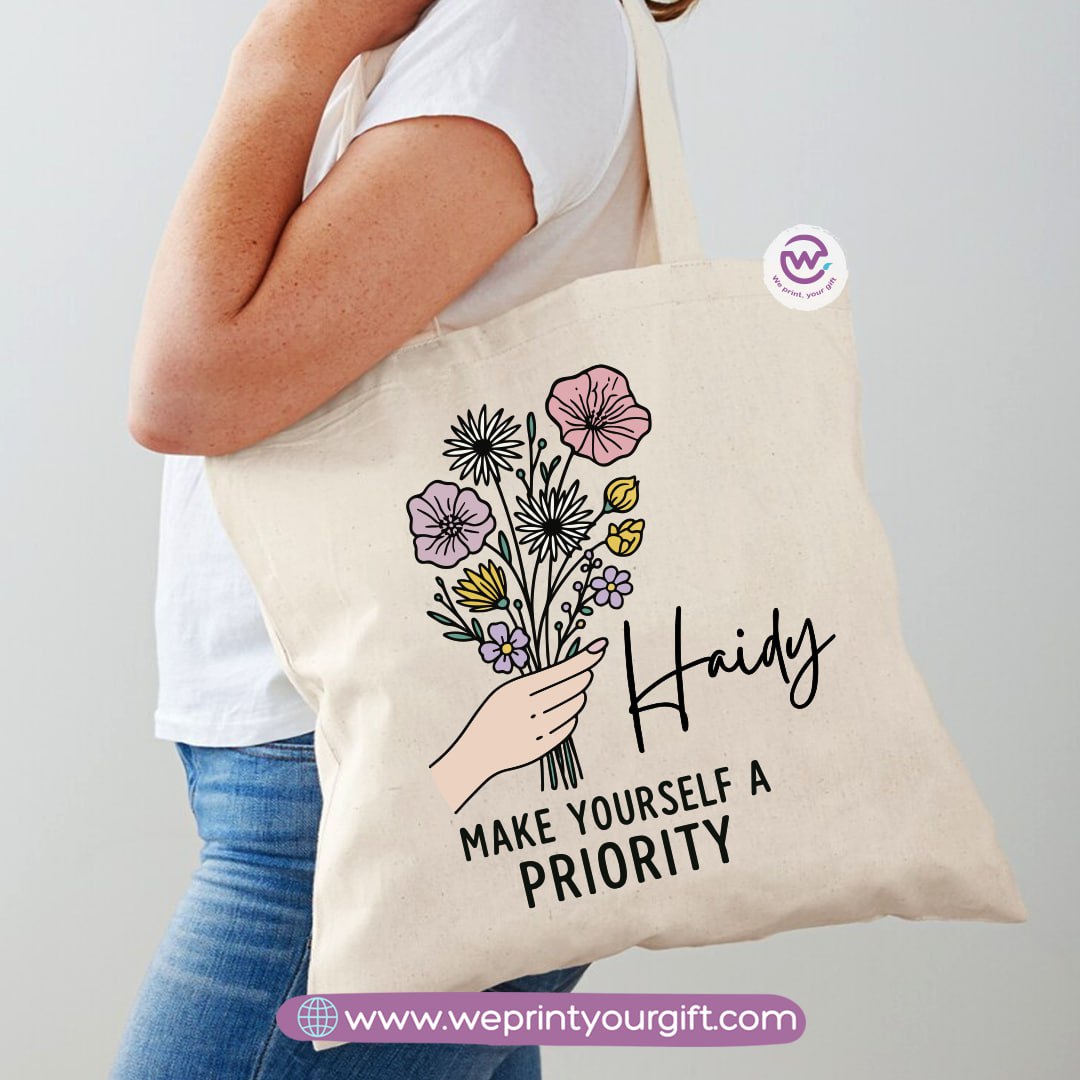 حقيبة تسوق نسائية - أزهار - أسماء