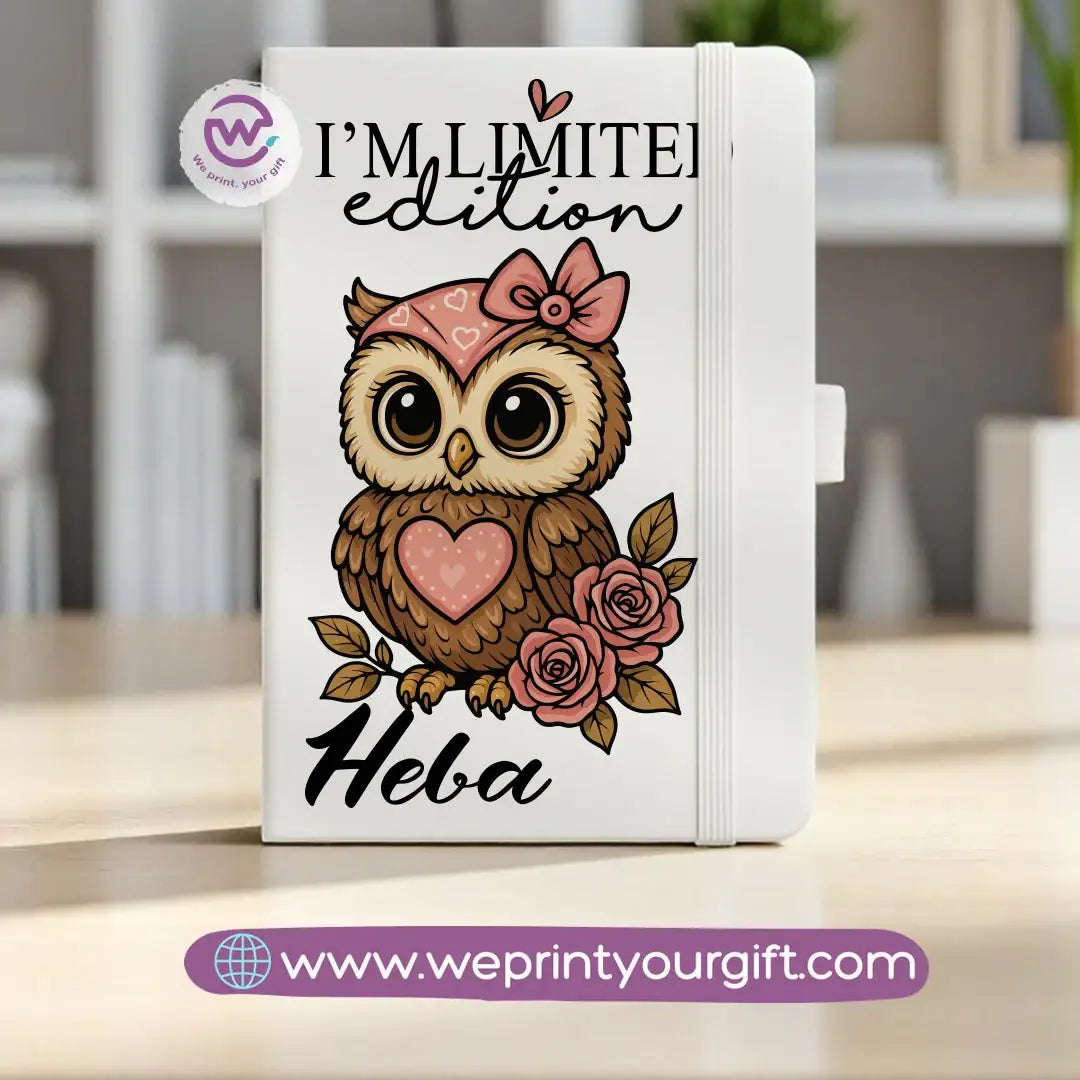 Rubber Notebook- Owl- Names - WE PRINT