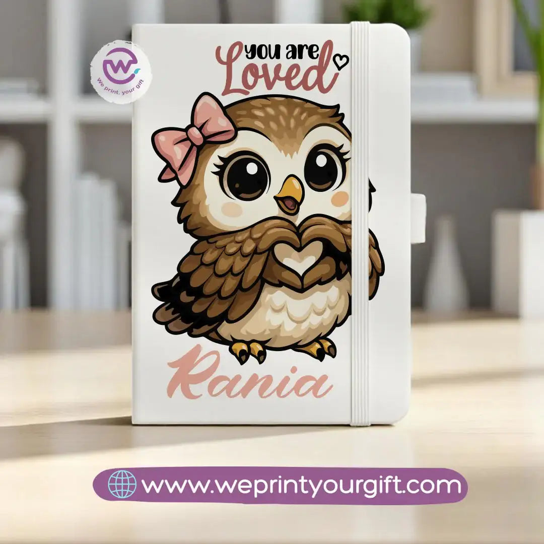 Rubber Notebook- Owl- Names - WE PRINT