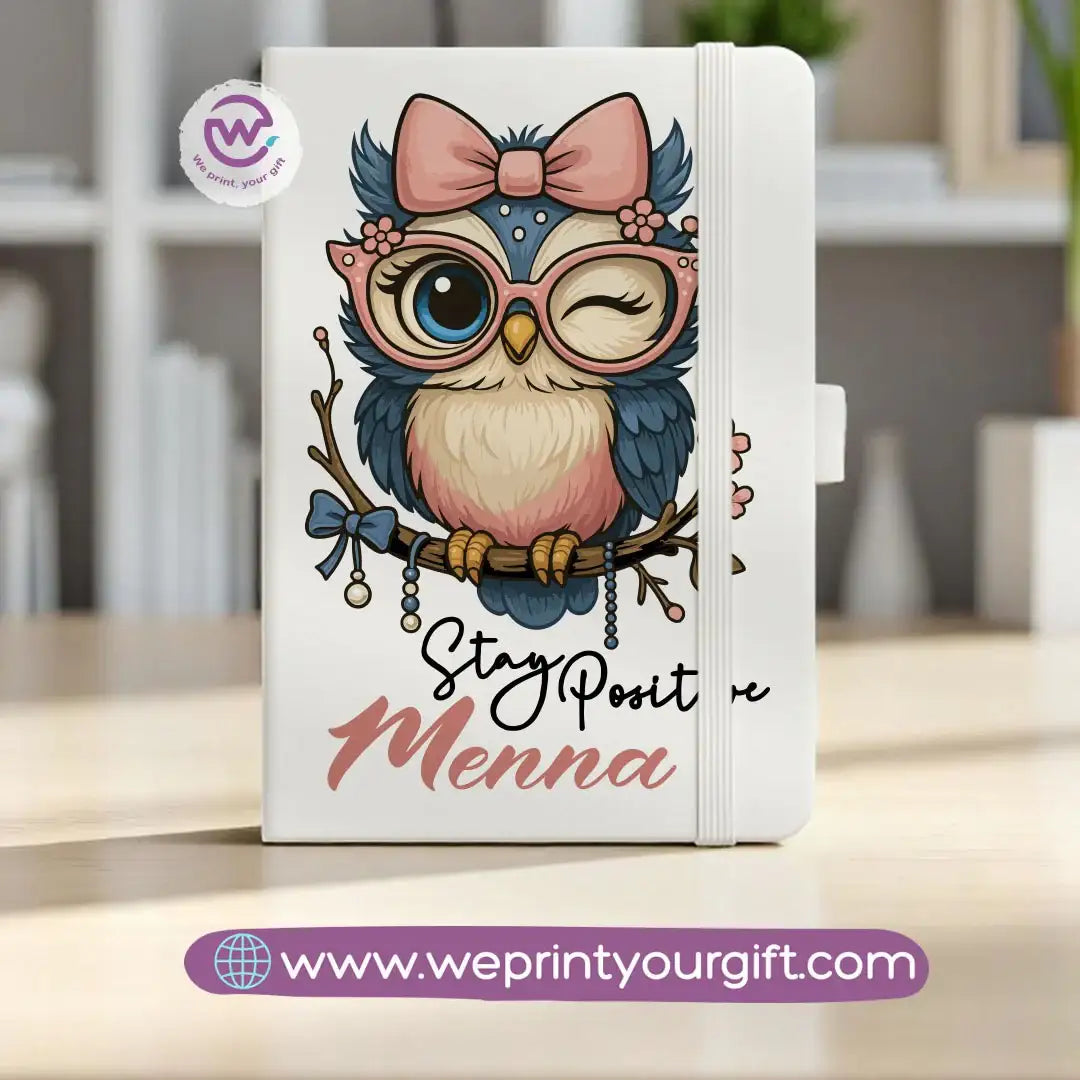 Rubber Notebook- Owl- Names - WE PRINT