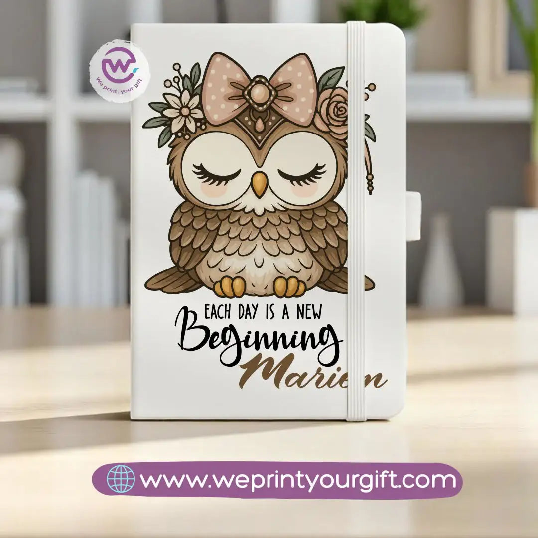 Rubber Notebook- Owl- Names - WE PRINT