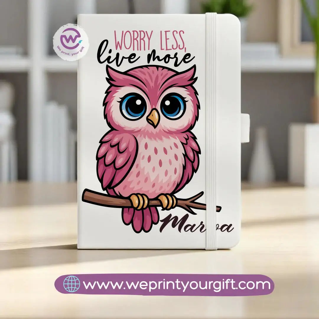Rubber Notebook- Owl- Names - WE PRINT