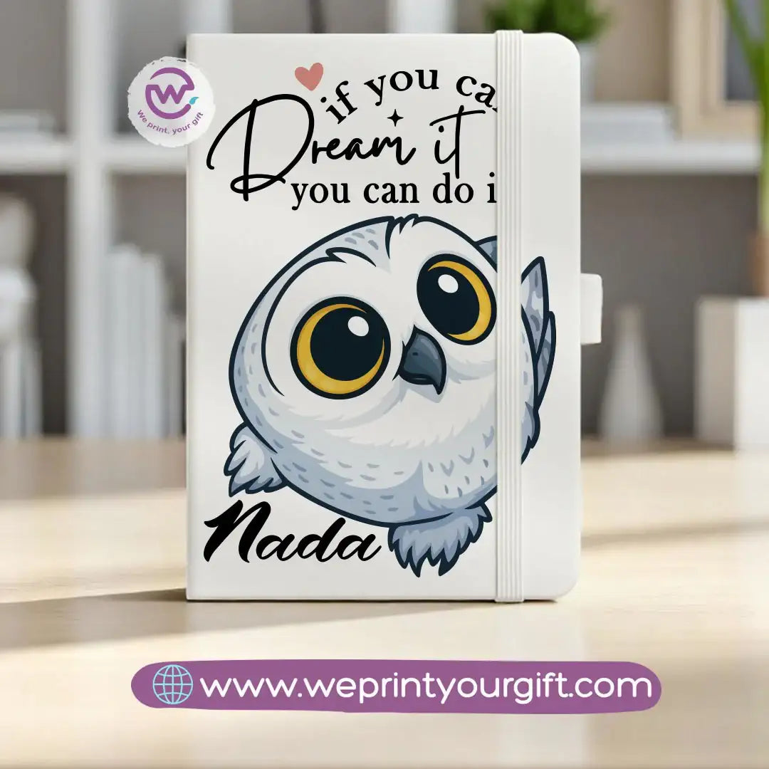 Rubber Notebook- Owl- Names - WE PRINT